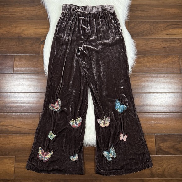 Johnny Was Women's Size XS Brown Butterfly Velvet Luciana Seamed Wide Leg‎ Pants - Picture 8 of 12